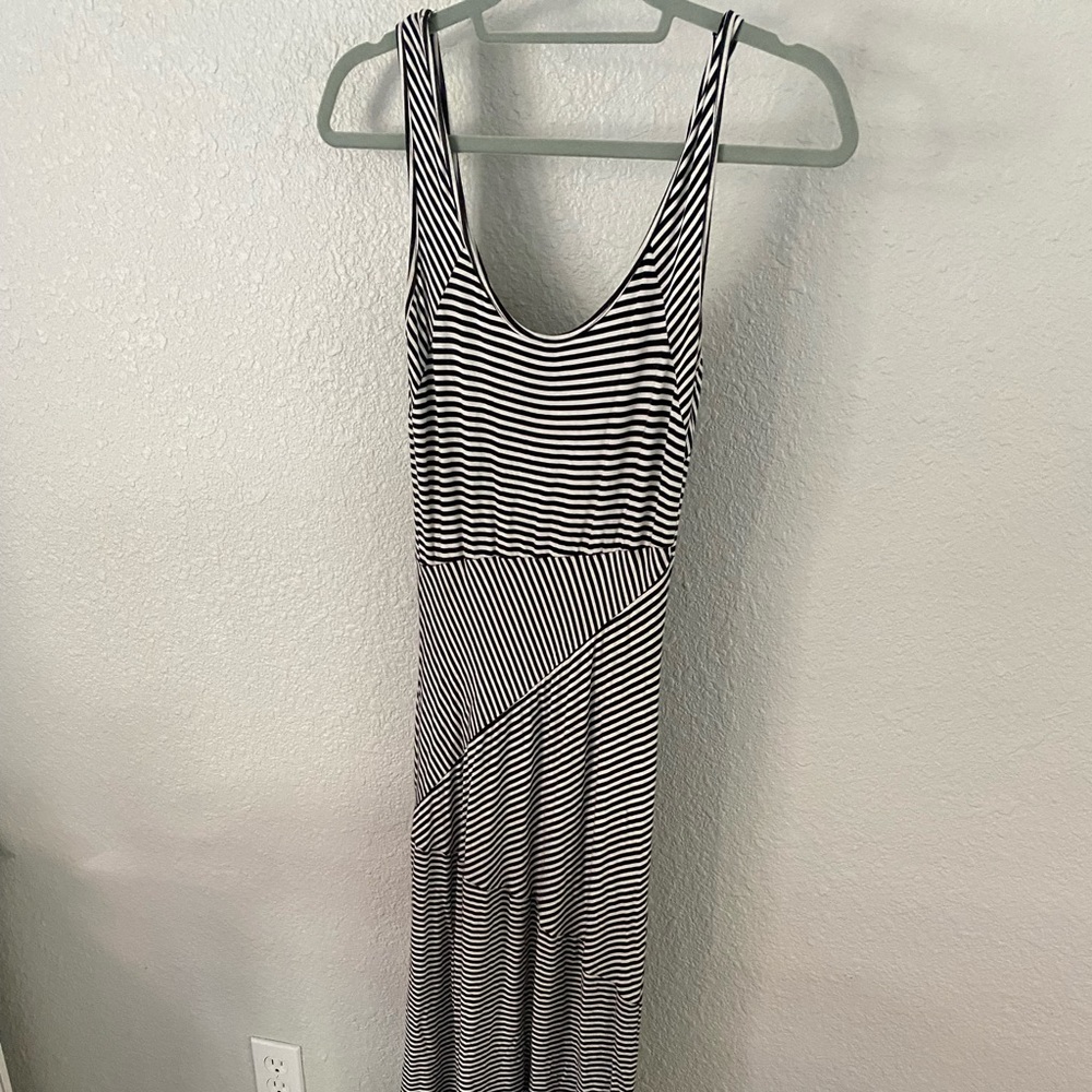 Black and white striped maxi dress